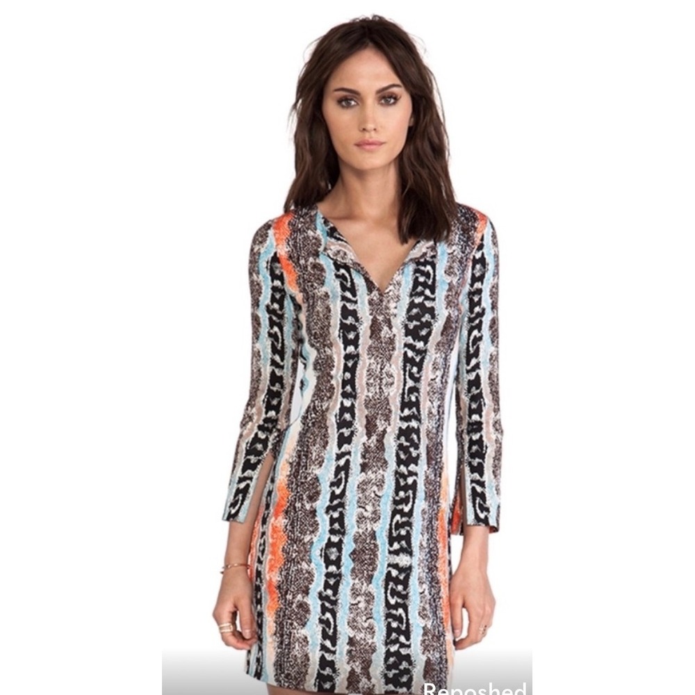 Diane‎ von Furstenberg New Reina Two 100% Silk Jersey Dress Snakeskin Print Sz 4